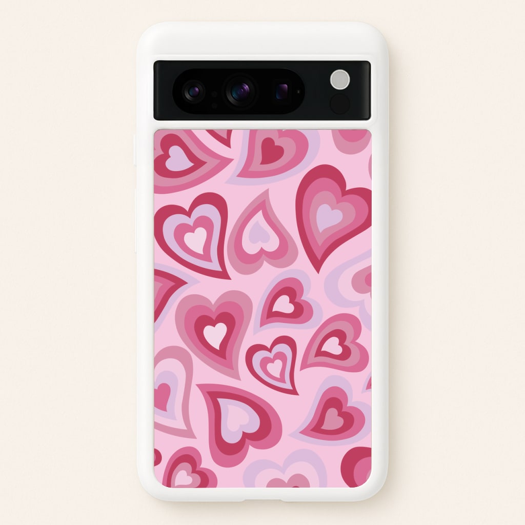 Pink Hearts - Trippy Patterns - Trippy Patterns Phone Case for Google Pixel 8 Pro