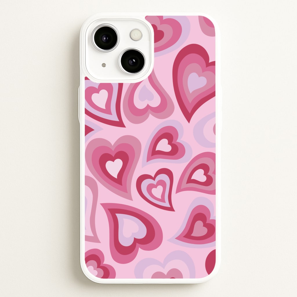 Pink Hearts - Trippy Patterns - Trippy Patterns Phone Case for iPhone 13 Mini