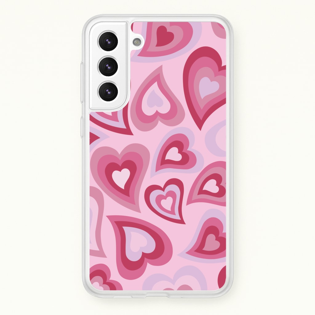 Pink Hearts - Trippy Patterns - Trippy Patterns Phone Case for Galaxy S22 Plus