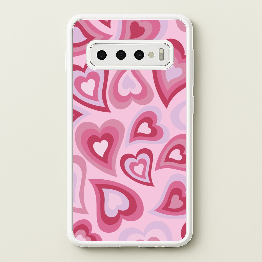 Pink Hearts - Trippy Patterns - Trippy Patterns Phone Case for Galaxy S10 Plus