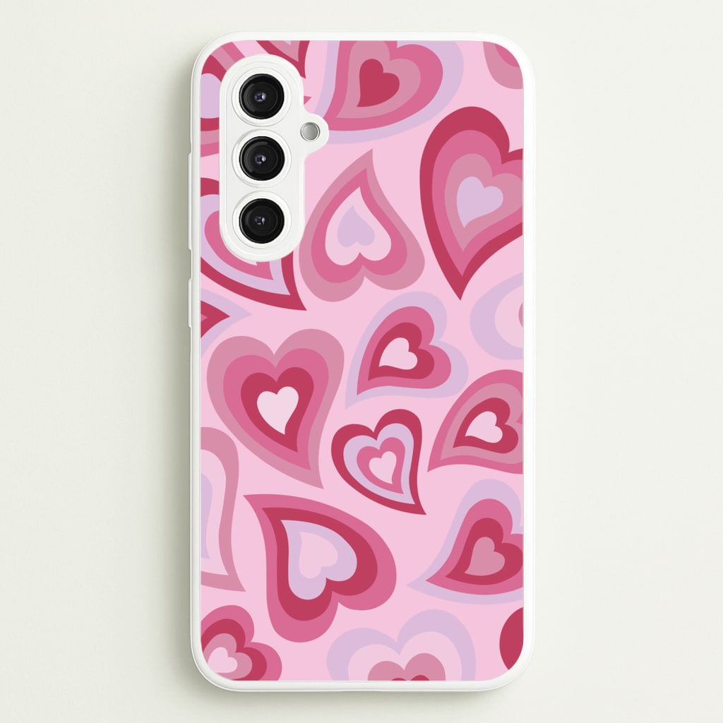 Pink Hearts - Trippy Patterns - Trippy Patterns Phone Case for Galaxy S23FE