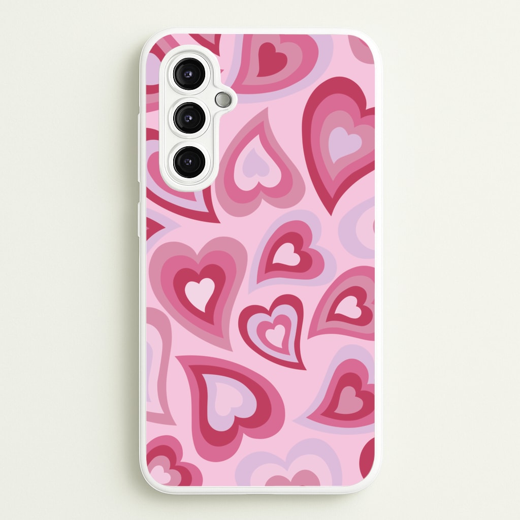 Pink Hearts - Trippy Patterns - Trippy Patterns Phone Case for Galaxy A14