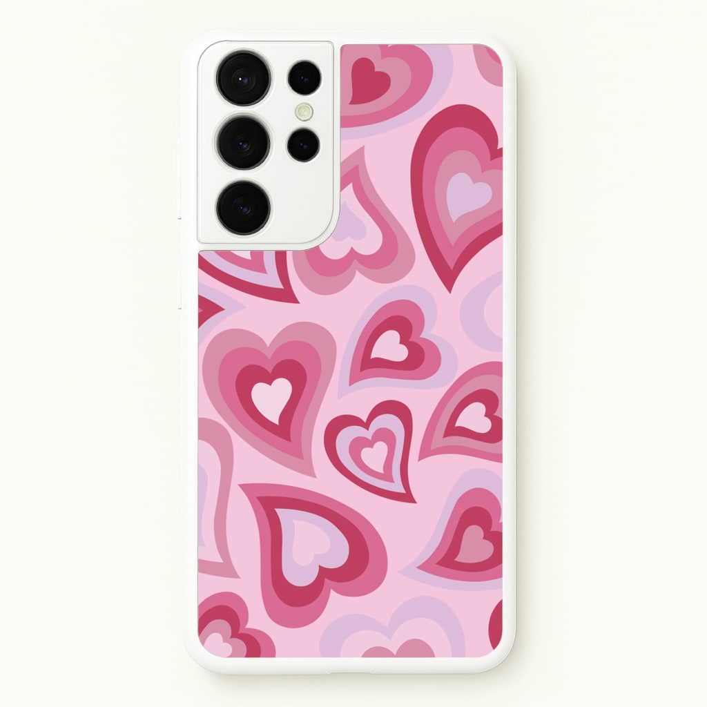 Pink Hearts - Trippy Patterns - Trippy Patterns Phone Case for Galaxy S21 Ultra