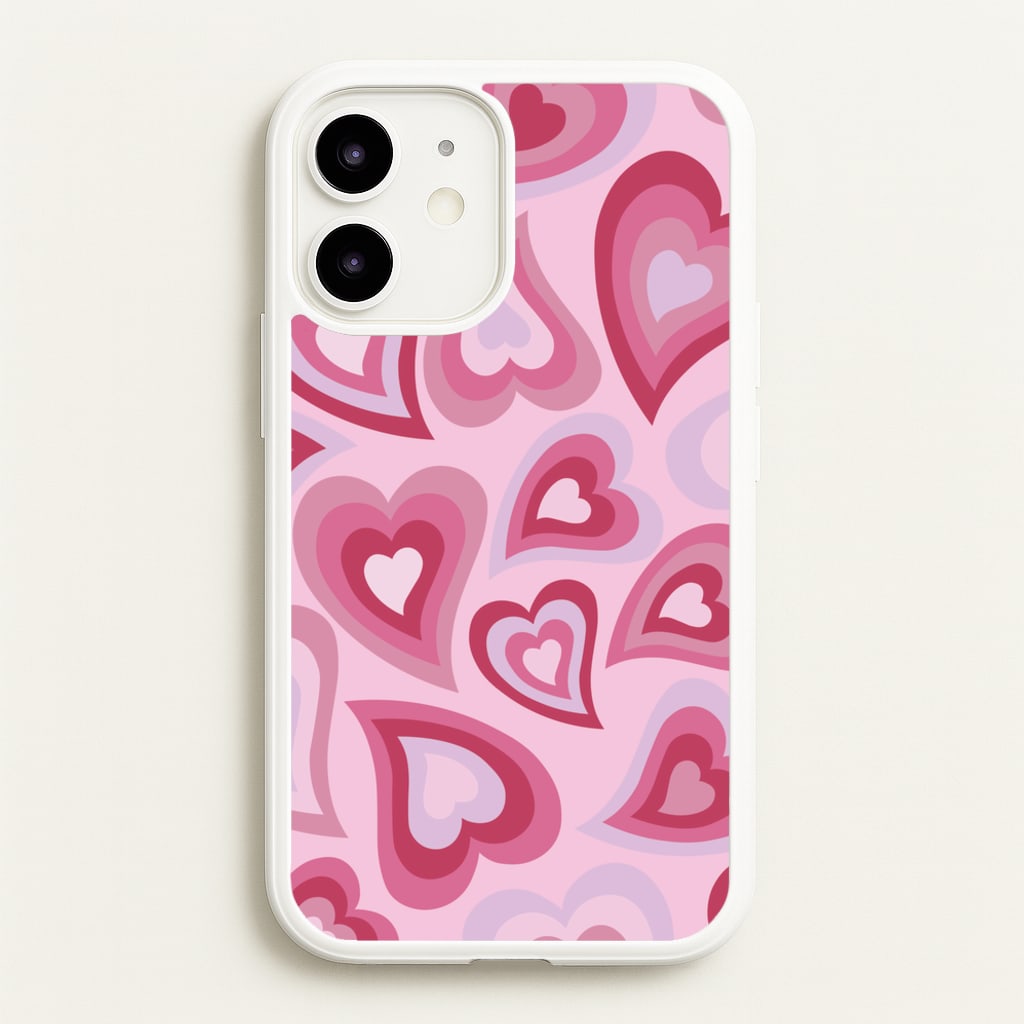 Pink Hearts - Trippy Patterns - Trippy Patterns Phone Case for iPhone 12 Mini