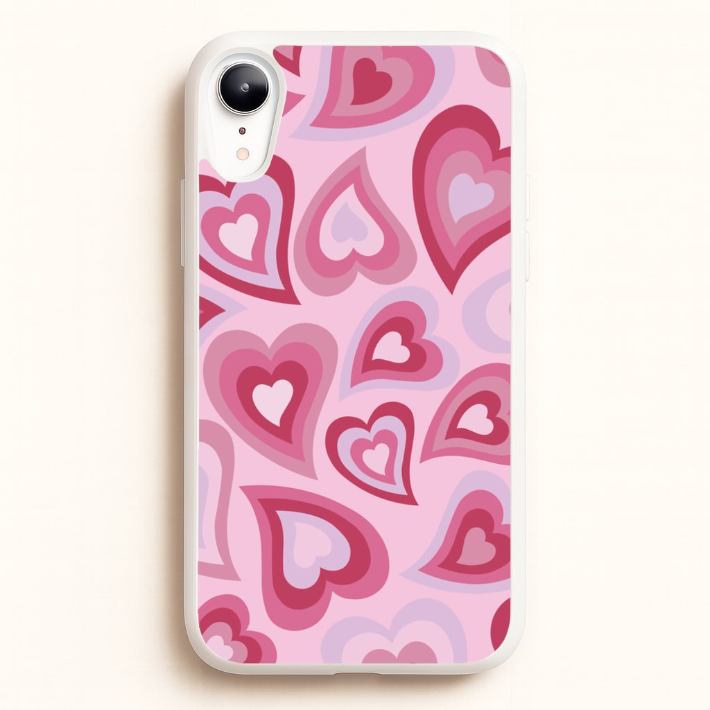 Pink Hearts - Trippy Patterns - Trippy Patterns Phone Case for iPhone XR