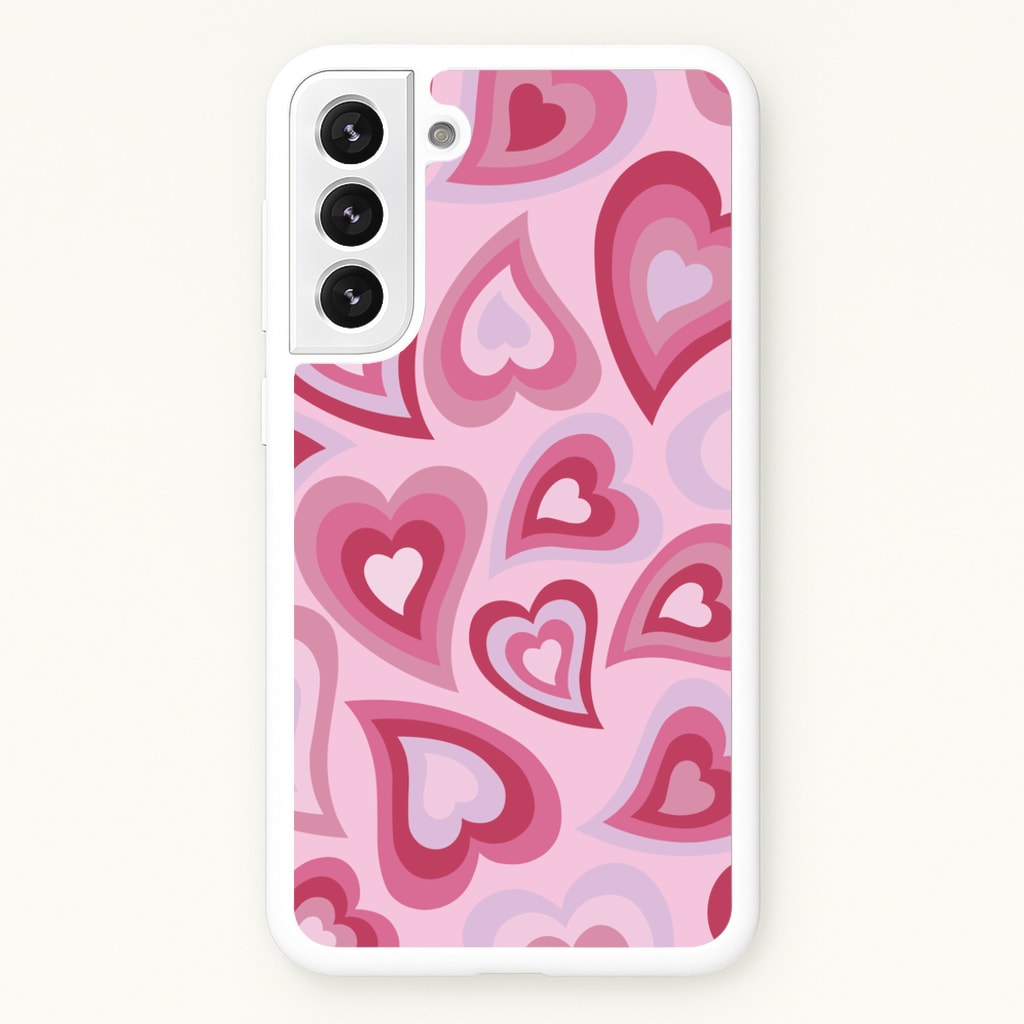 Pink Hearts - Trippy Patterns - Trippy Patterns Phone Case for Galaxy S21 Plus