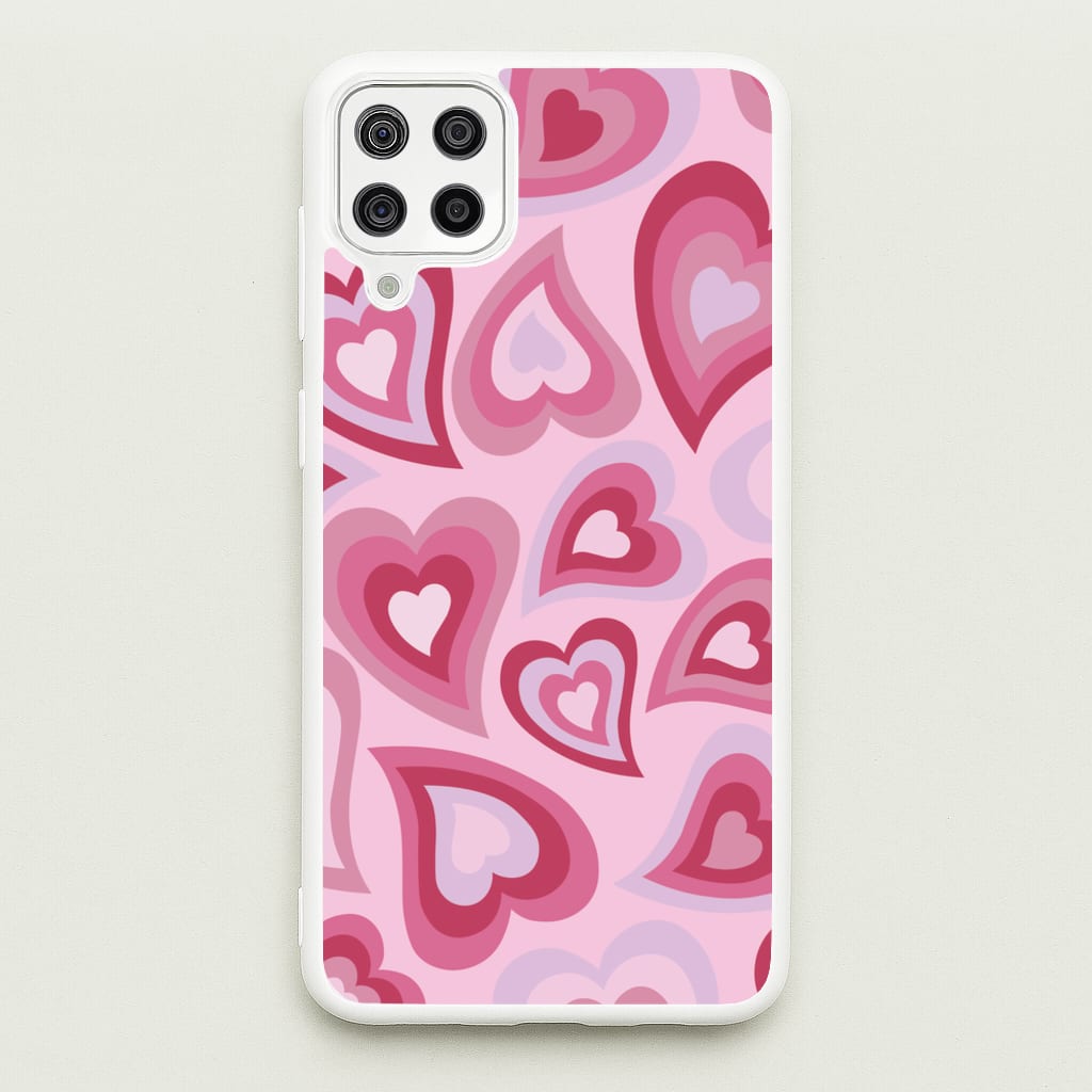 Pink Hearts - Trippy Patterns - Trippy Patterns Phone Case for Galaxy A12