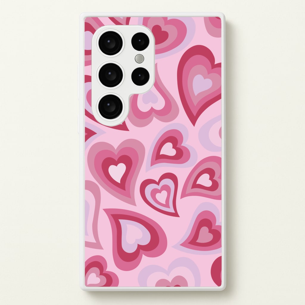 Pink Hearts - Trippy Patterns - Trippy Patterns Phone Case for Galaxy S24 Ultra