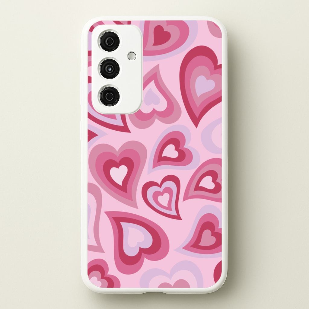 Pink Hearts - Trippy Patterns - Trippy Patterns Phone Case for Galaxy A55