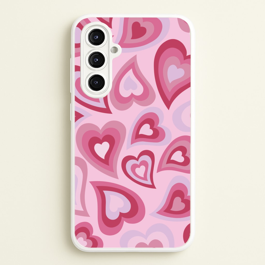 Pink Hearts - Trippy Patterns - Trippy Patterns Phone Case for Galaxy A16
