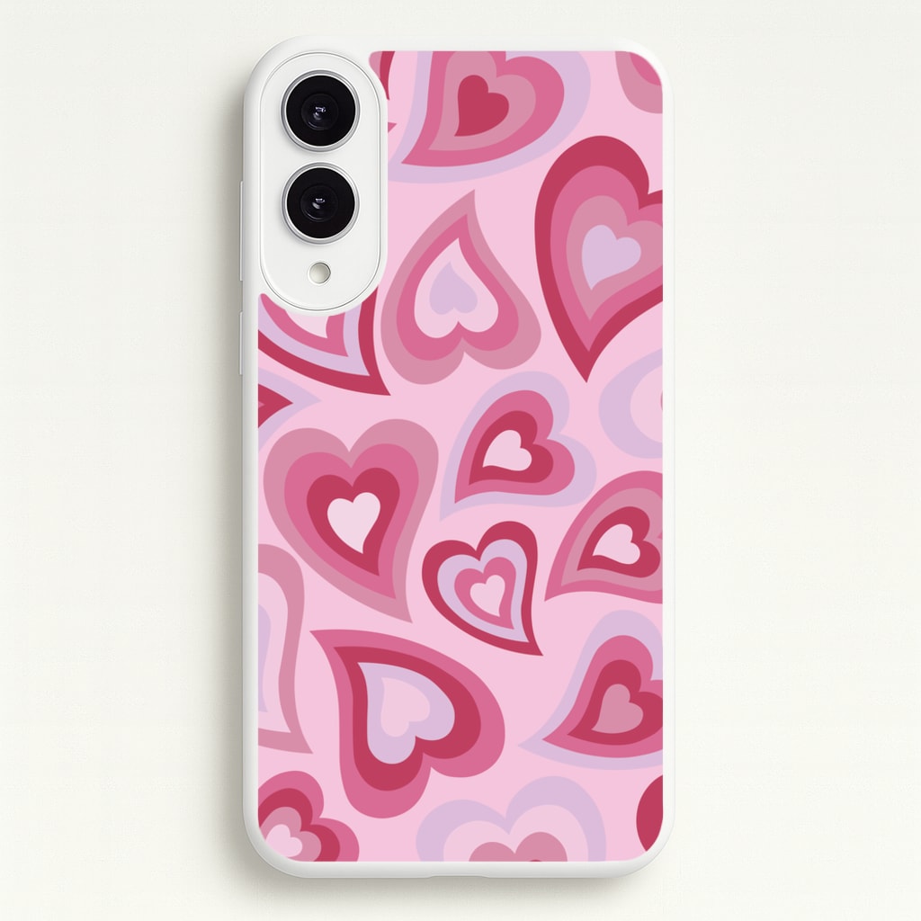 Pink Hearts - Trippy Patterns - Trippy Patterns Phone Case for Galaxy S25 Edge