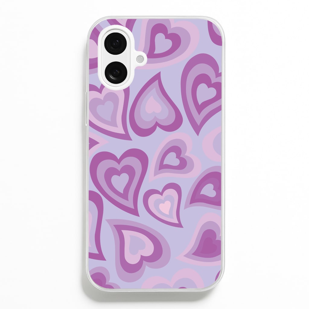 Purple Hearts - Trippy Patterns - Trippy Patterns Phone Case for iPhone 16 Plus