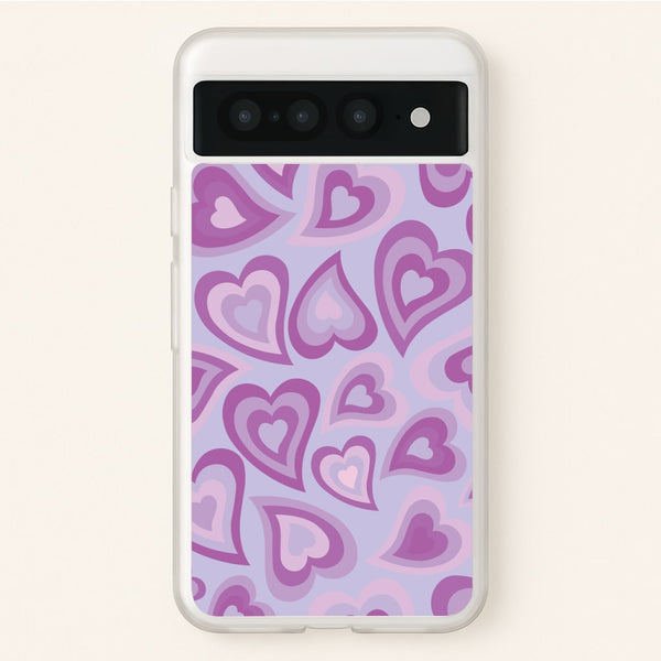 Purple Hearts - Trippy Patterns - Trippy Patterns Phone Case for Google Pixel 7 Pro
