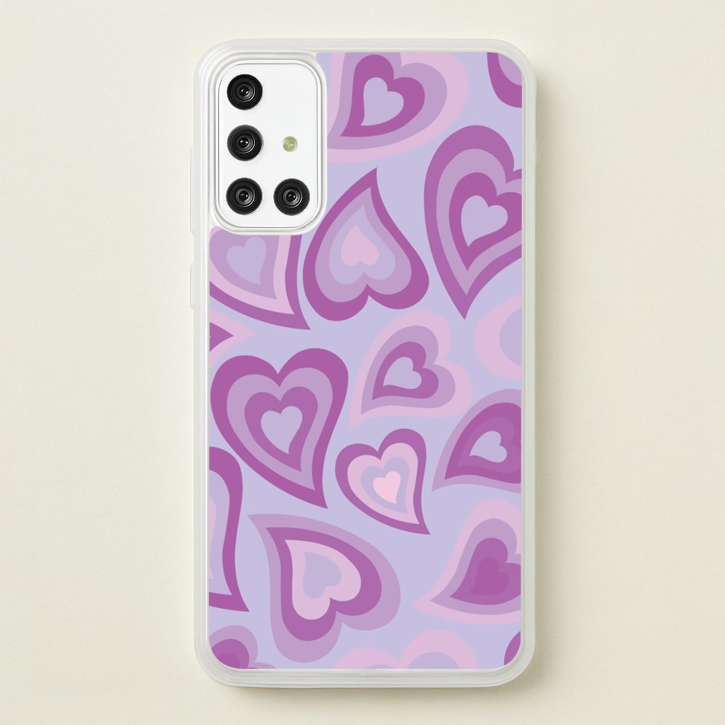 Purple Hearts - Trippy Patterns - Trippy Patterns Phone Case for Galaxy A71