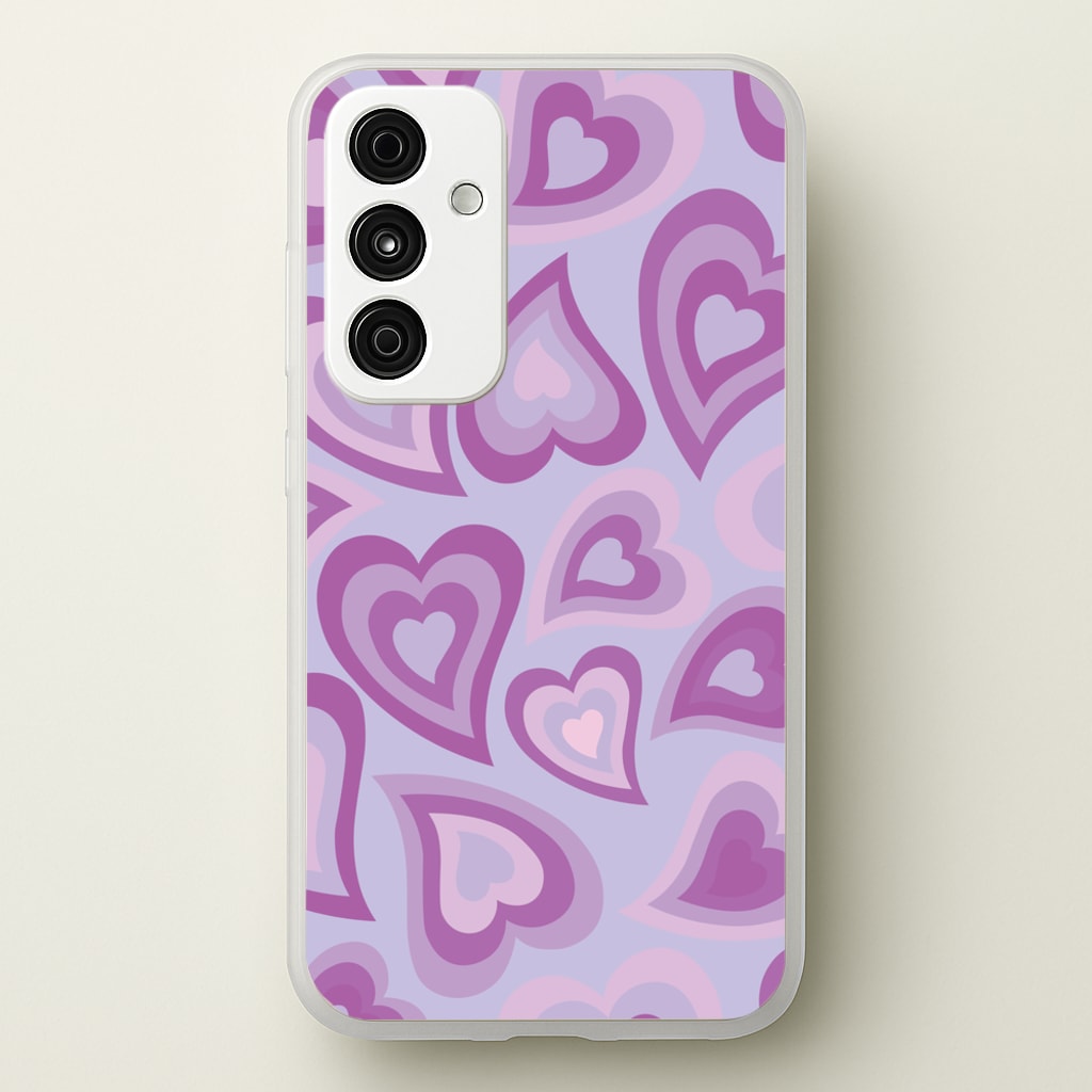 Purple Hearts - Trippy Patterns - Trippy Patterns Phone Case for Galaxy A35