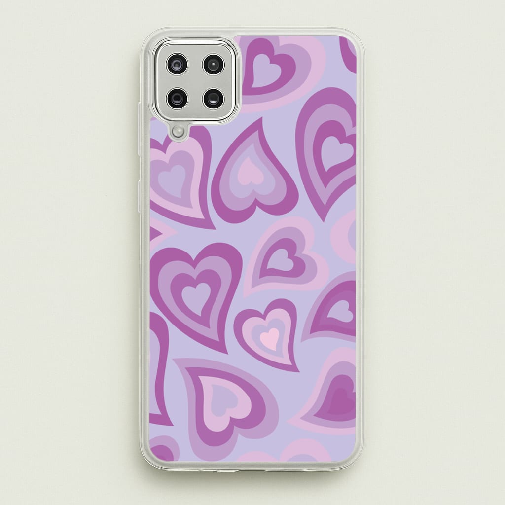 Purple Hearts - Trippy Patterns - Trippy Patterns Phone Case for Galaxy A12
