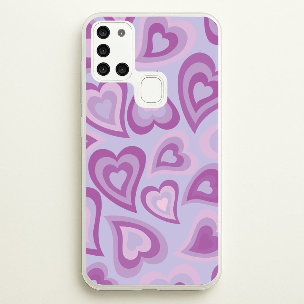 Purple Hearts - Trippy Patterns - Trippy Patterns Phone Case for Galaxy A21s