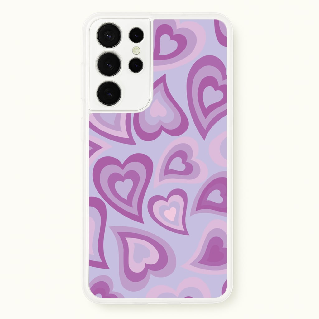 Purple Hearts - Trippy Patterns - Trippy Patterns Phone Case for Galaxy S21 Ultra