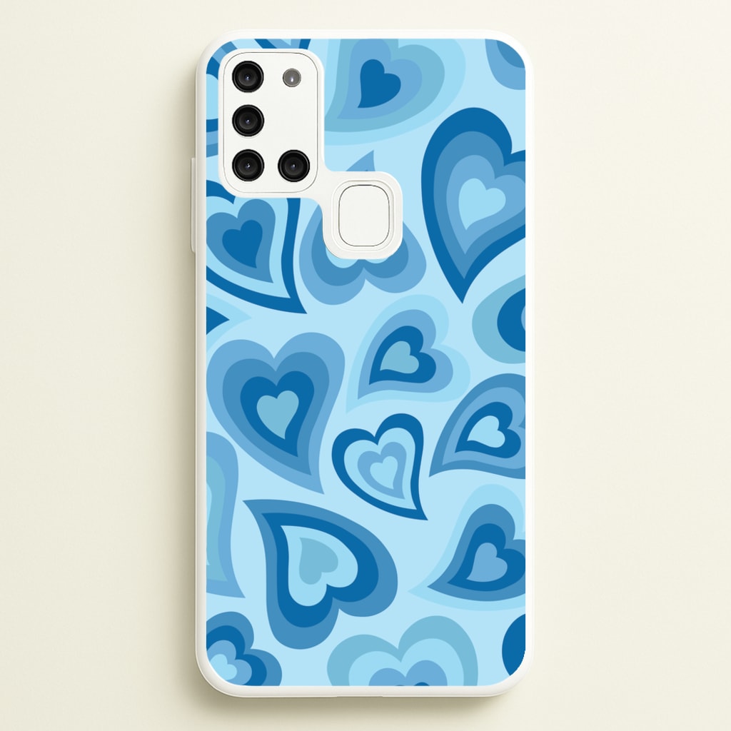 Blue Hearts - Trippy Patterns - Trippy Patterns Phone Case for Galaxy A21s