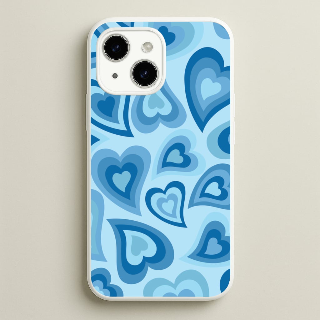 Blue Hearts - Trippy Patterns - Trippy Patterns Phone Case for iPhone 14