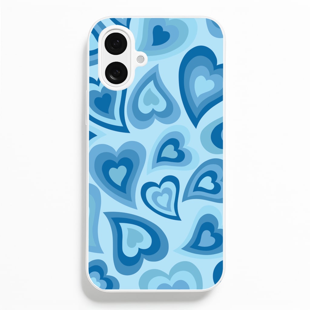 Blue Hearts - Trippy Patterns - Trippy Patterns Phone Case for iPhone 16 Plus