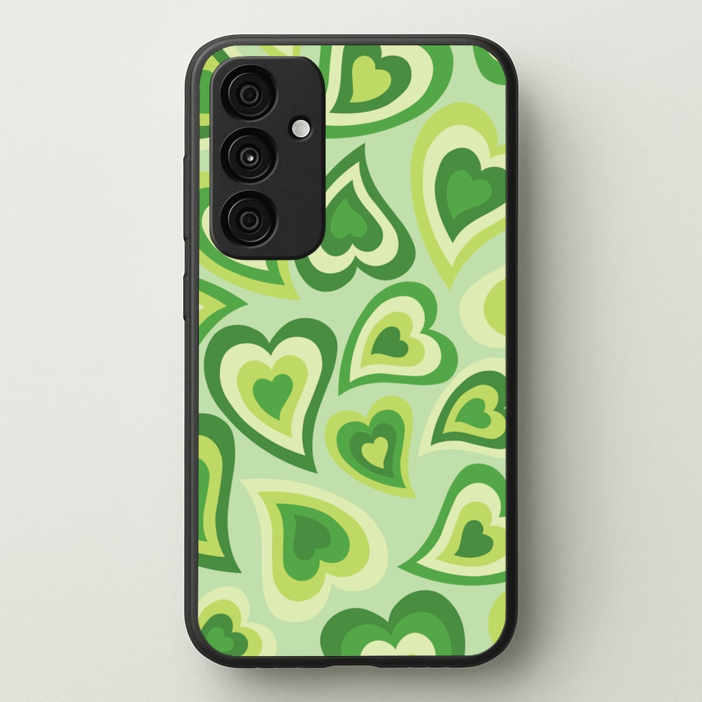 Green Hearts - Trippy Patterns - Trippy Patterns Phone Case for Galaxy A35
