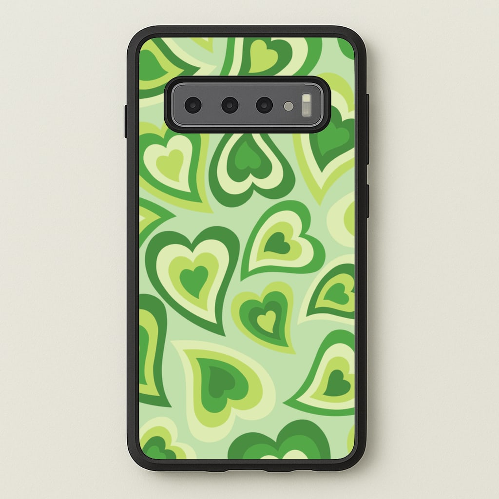 Green Hearts - Trippy Patterns - Trippy Patterns Phone Case for Galaxy S10