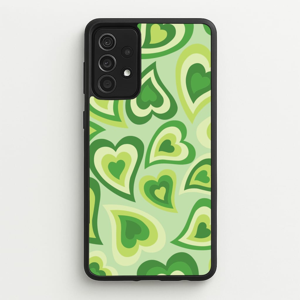 Green Hearts - Trippy Patterns - Trippy Patterns Phone Case for Galaxy A52 / A52s