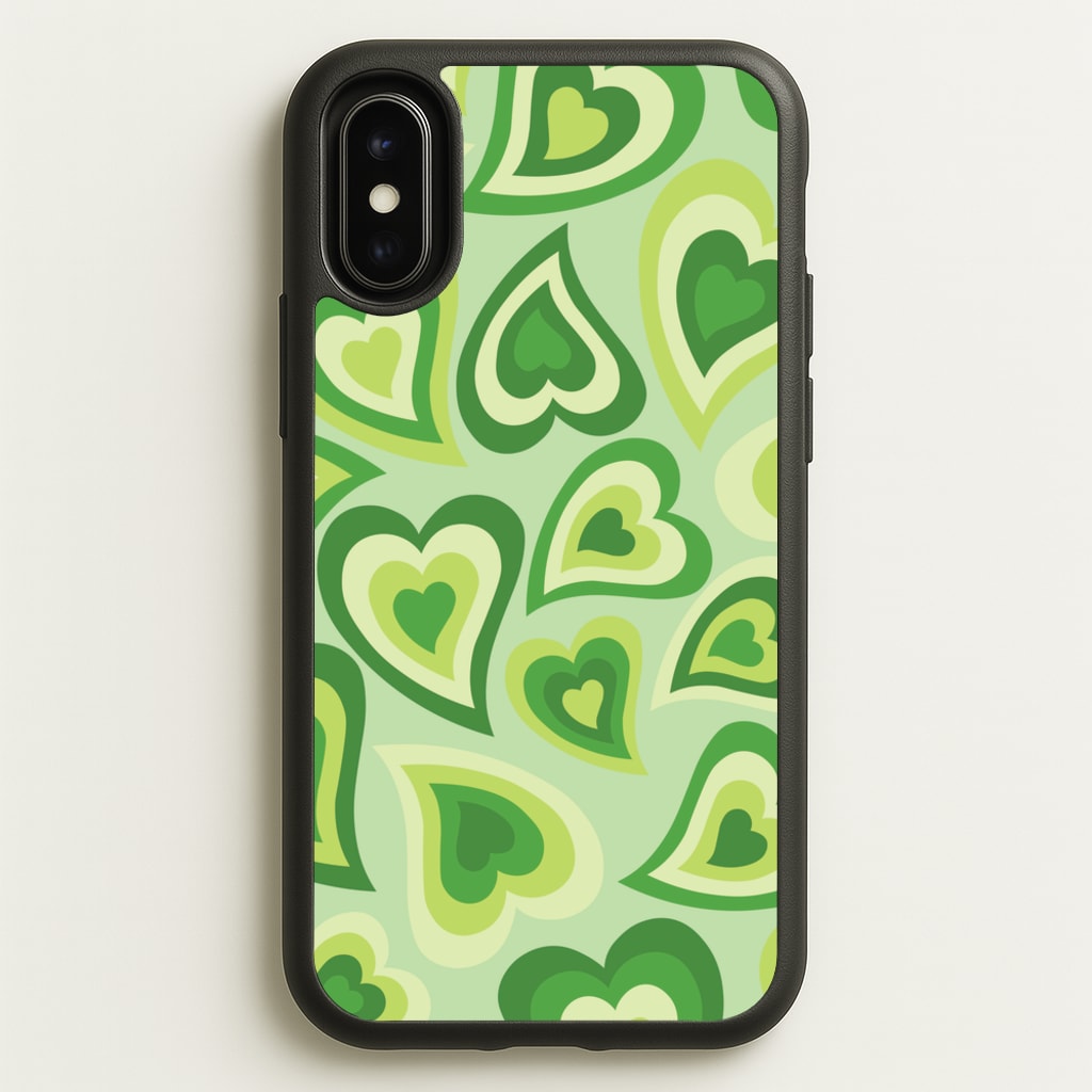 Green Hearts - Trippy Patterns - Trippy Patterns Phone Case for iPhone X / XS