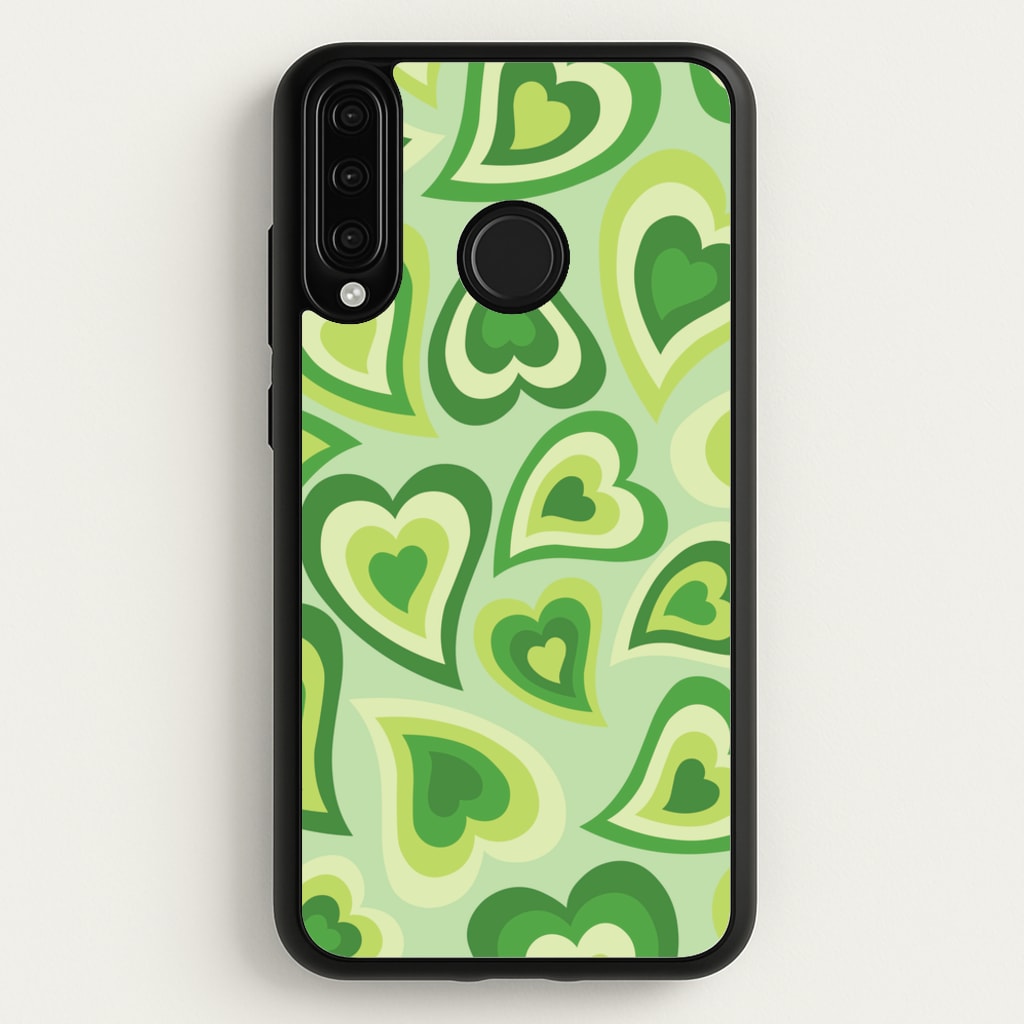 Green Hearts - Trippy Patterns - Trippy Patterns Phone Case for Huawei P30 Lite