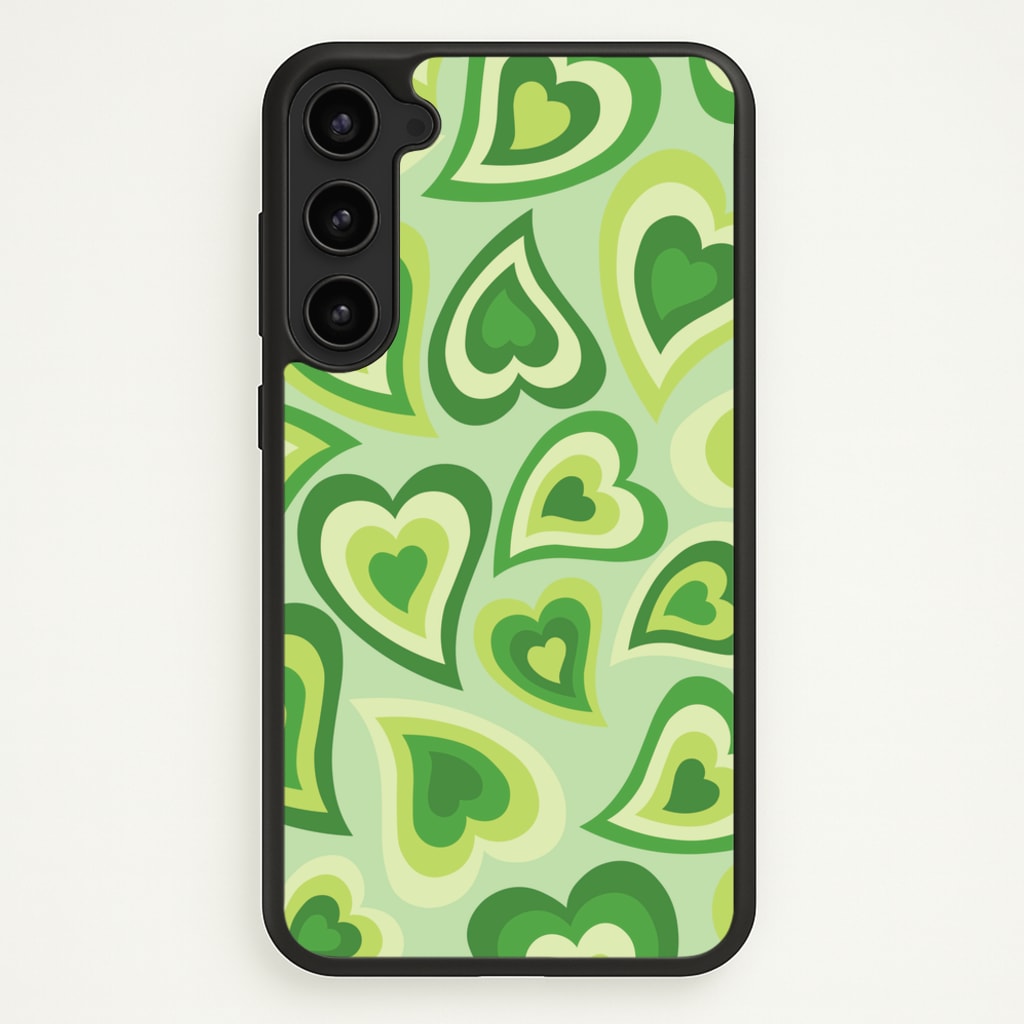 Green Hearts - Trippy Patterns - Trippy Patterns Phone Case for Galaxy S23 Plus