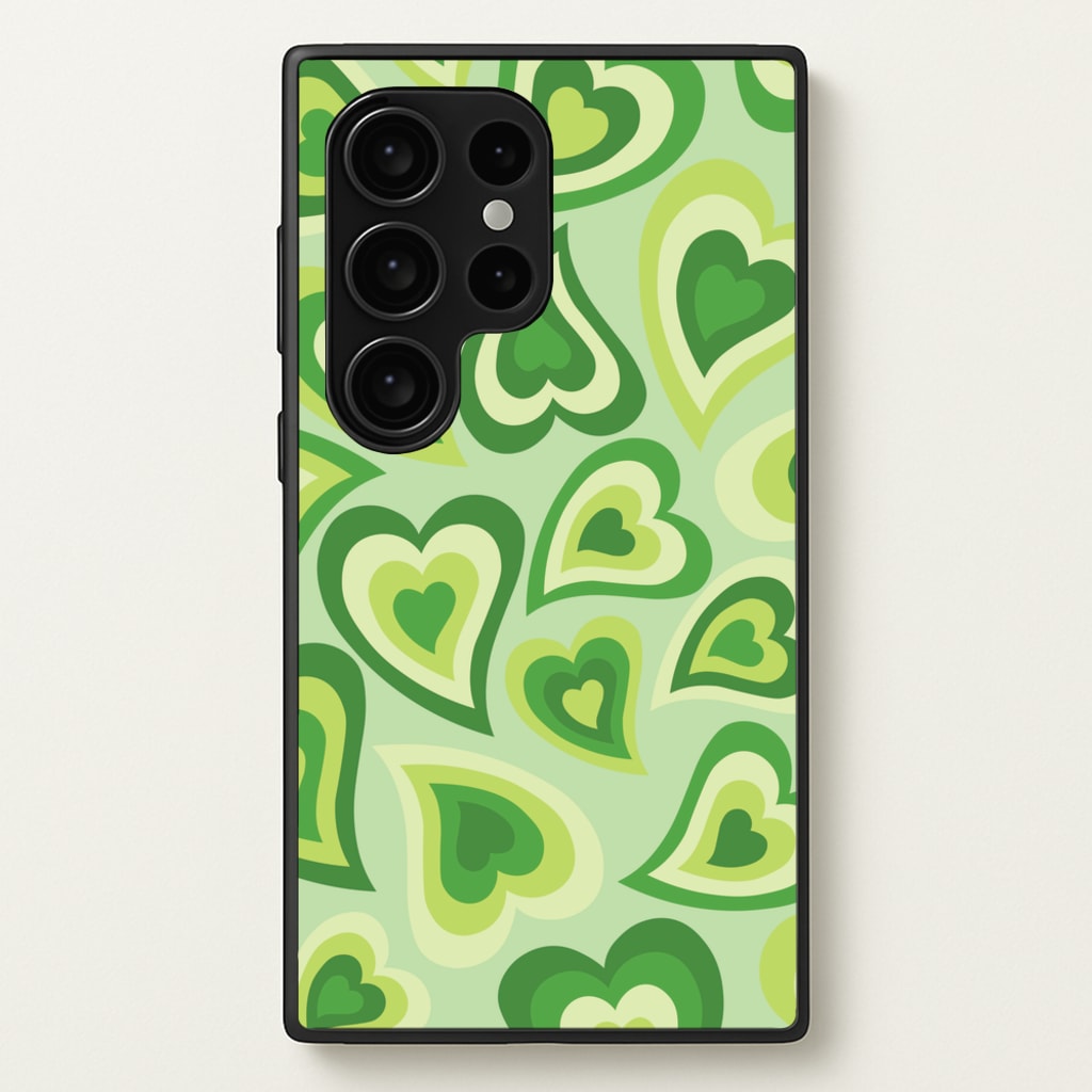 Green Hearts - Trippy Patterns - Trippy Patterns Phone Case for Galaxy S24 Ultra
