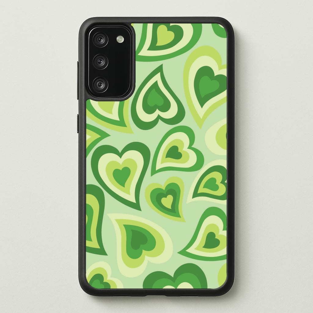 Green Hearts - Trippy Patterns - Trippy Patterns Phone Case for Galaxy S20FE