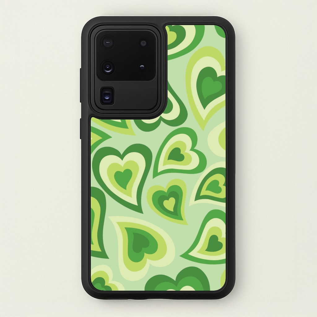 Green Hearts - Trippy Patterns - Trippy Patterns Phone Case for Galaxy S20 Ultra