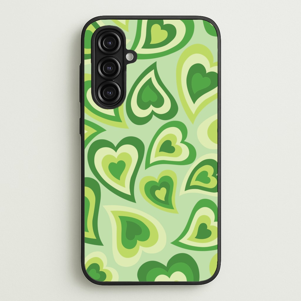 Green Hearts - Trippy Patterns - Trippy Patterns Phone Case for Galaxy A16