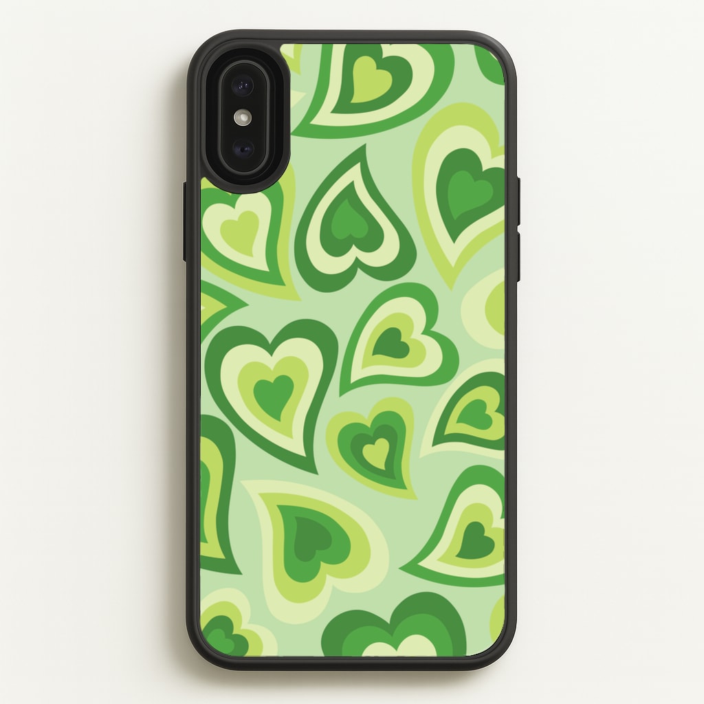 Green Hearts - Trippy Patterns - Trippy Patterns Phone Case for iPhone XS Max