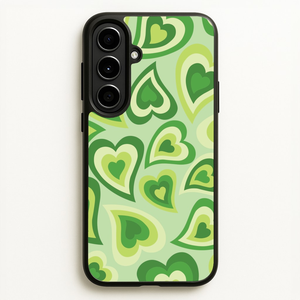 Green Hearts - Trippy Patterns - Trippy Patterns Phone Case for Galaxy A56
