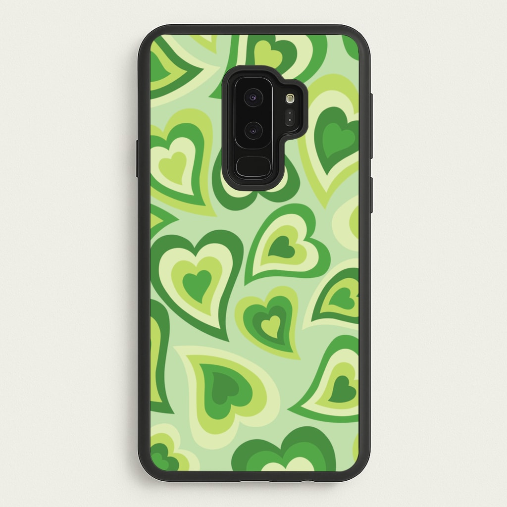 Green Hearts - Trippy Patterns - Trippy Patterns Phone Case for Galaxy S9 Plus