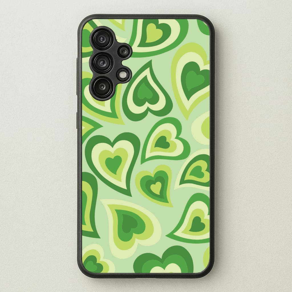 Green Hearts - Trippy Patterns - Trippy Patterns Phone Case for Galaxy A13