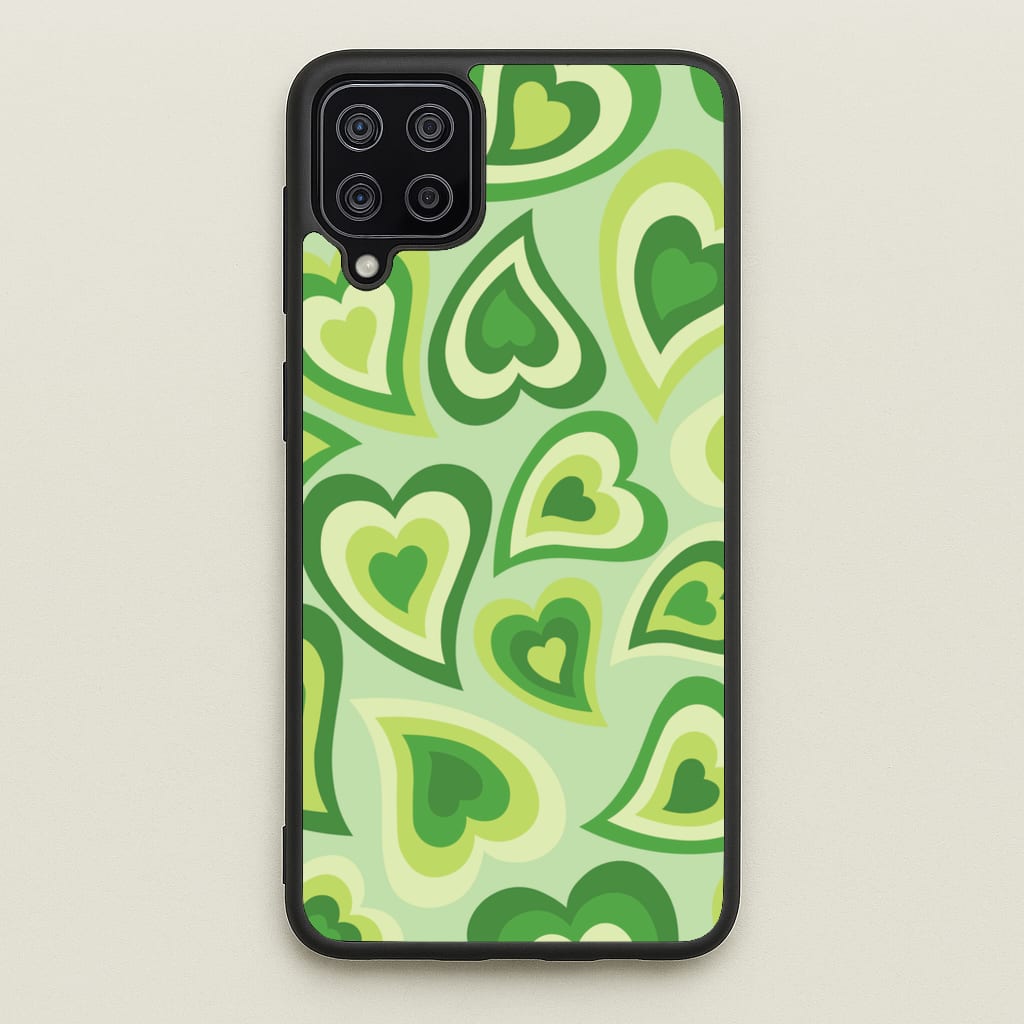 Green Hearts - Trippy Patterns - Trippy Patterns Phone Case for Galaxy A12