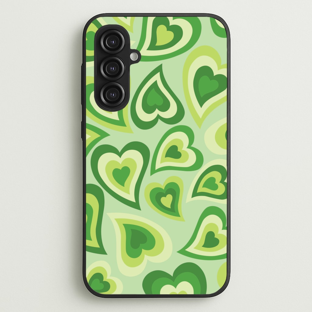 Green Hearts - Trippy Patterns - Trippy Patterns Phone Case for Galaxy S23FE