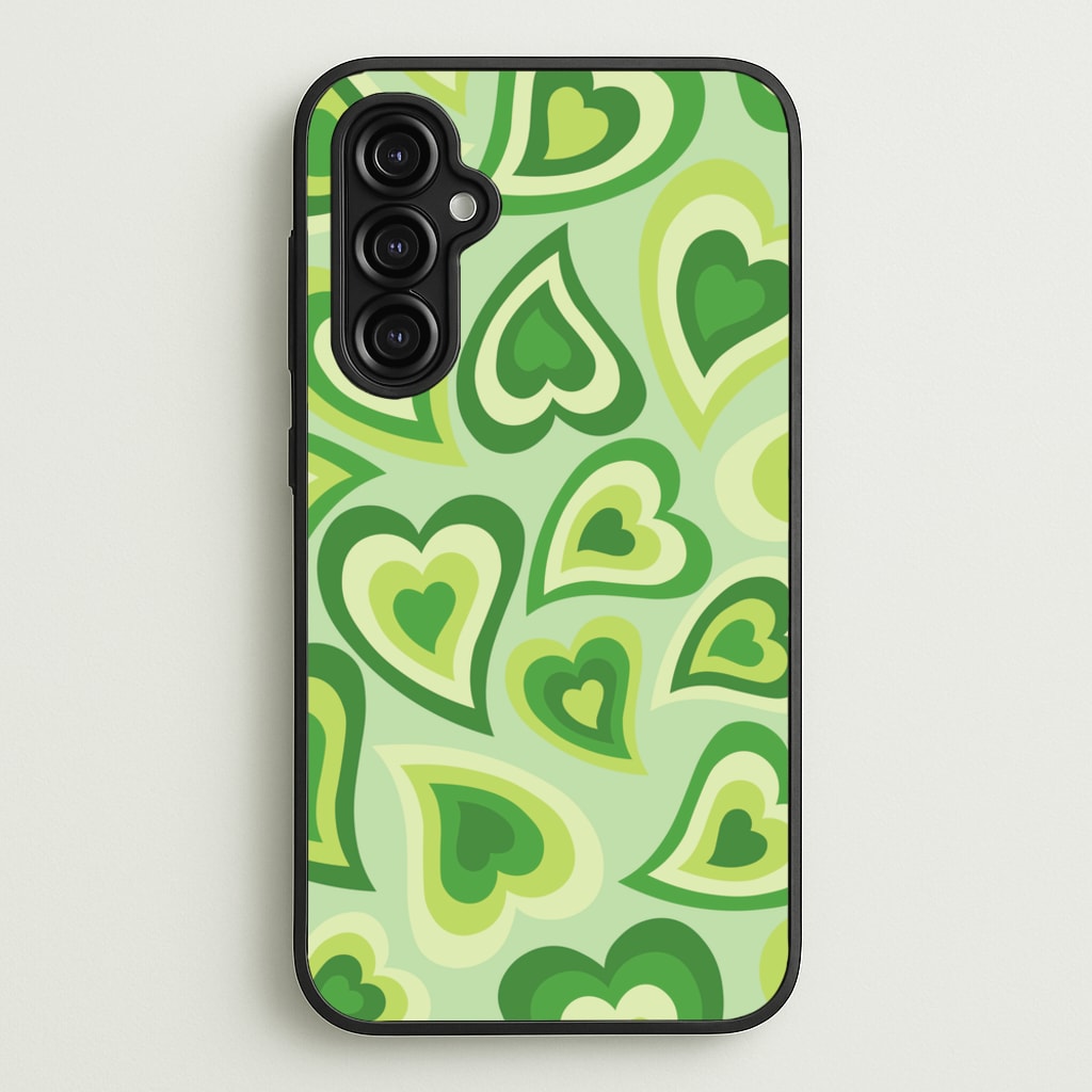Green Hearts - Trippy Patterns - Trippy Patterns Phone Case for Galaxy A14