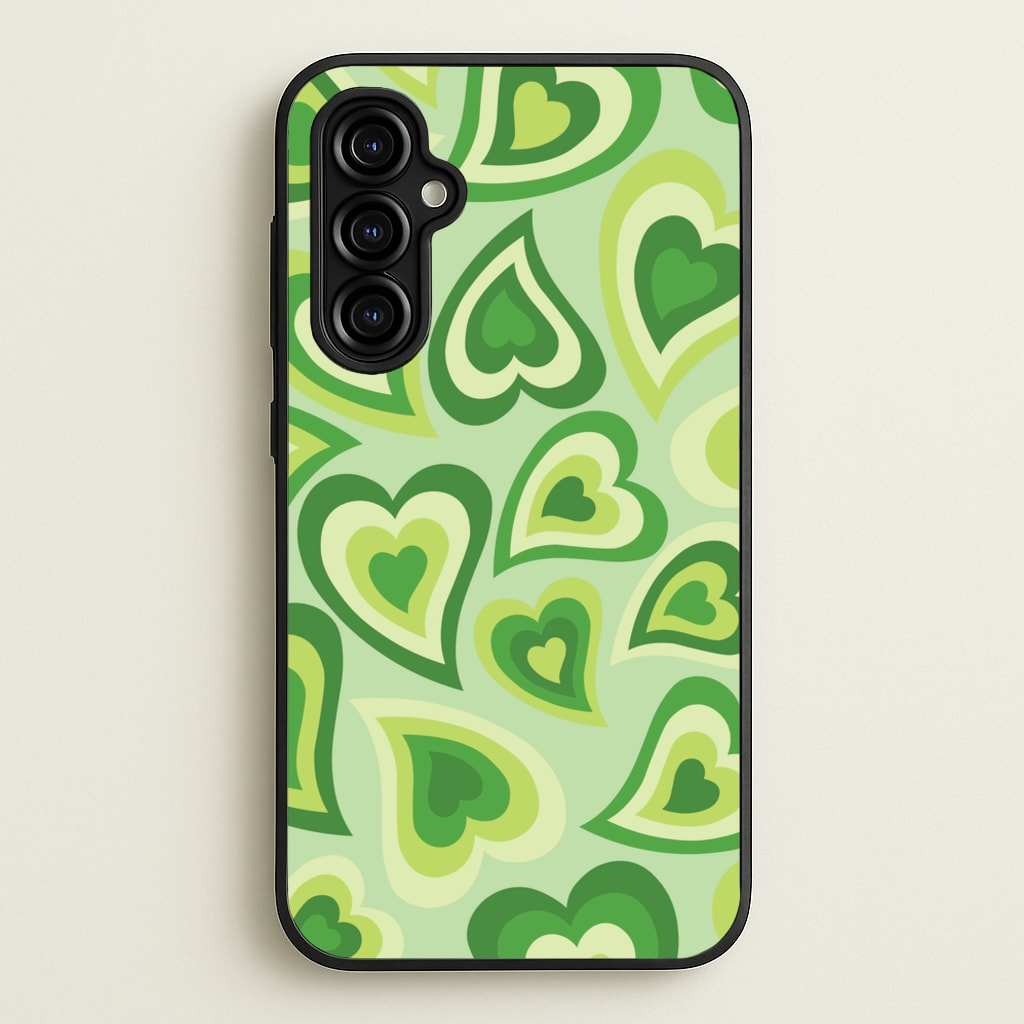 Green Hearts - Trippy Patterns - Trippy Patterns Phone Case for Galaxy A54