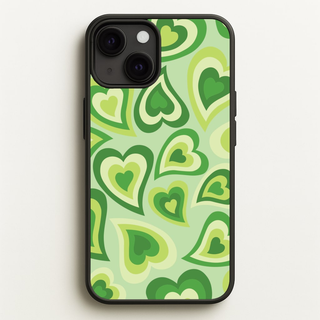 Green Hearts - Trippy Patterns - Trippy Patterns Phone Case for iPhone 13 Mini