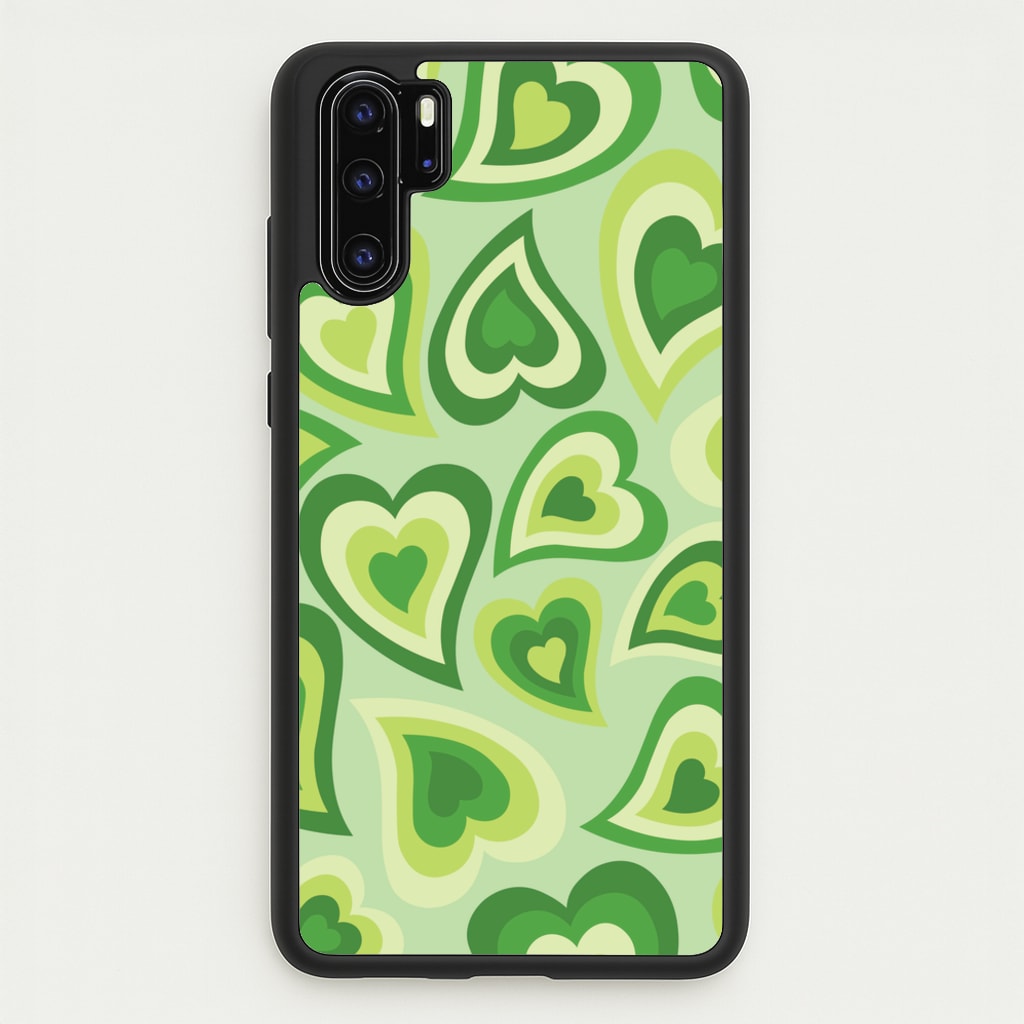 Green Hearts - Trippy Patterns - Trippy Patterns Phone Case for Huawei P30 Pro
