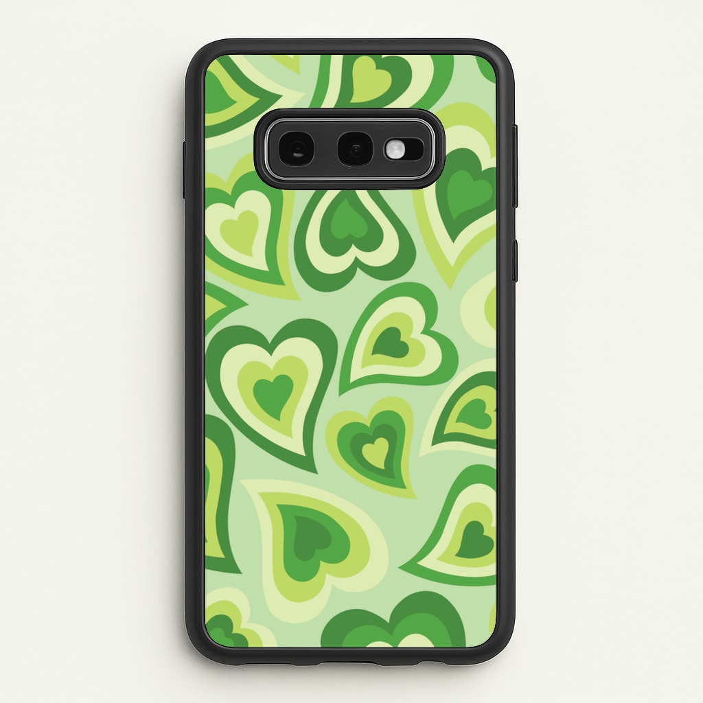 Green Hearts - Trippy Patterns - Trippy Patterns Phone Case for Galaxy S10e