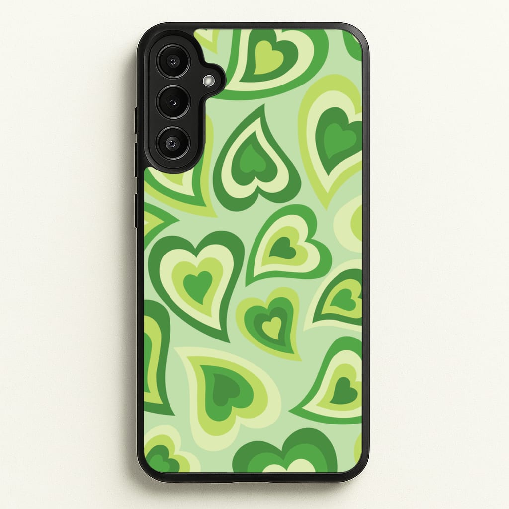 Green Hearts - Trippy Patterns - Trippy Patterns Phone Case for Galaxy A34