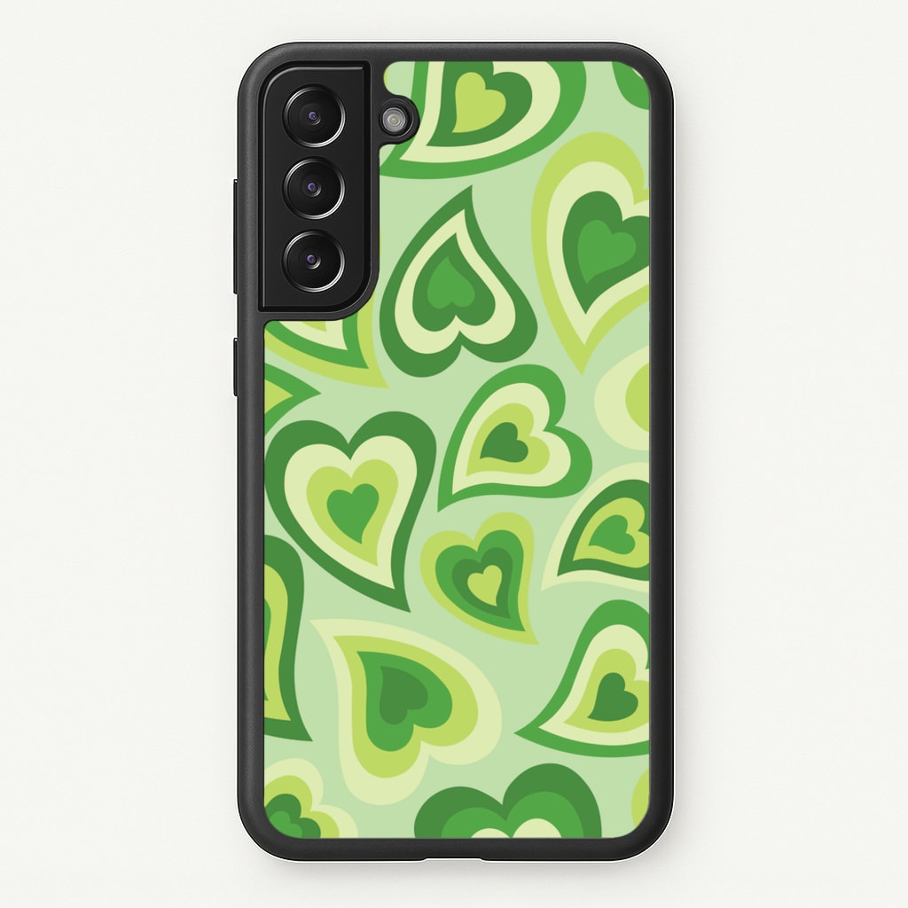 Green Hearts - Trippy Patterns - Trippy Patterns Phone Case for Galaxy S21FE