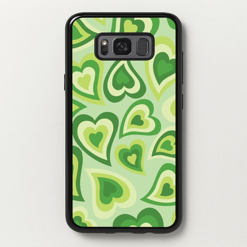 Green Hearts - Trippy Patterns - Trippy Patterns Phone Case for Galaxy S8 Plus
