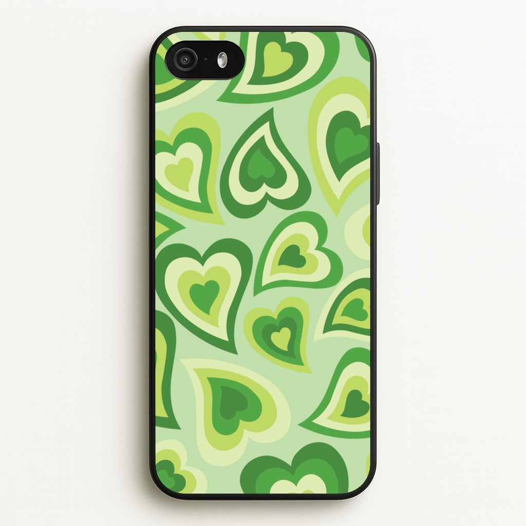 Green Hearts - Trippy Patterns - Trippy Patterns Phone Case for iPhone 5 / 5s / SE 2016